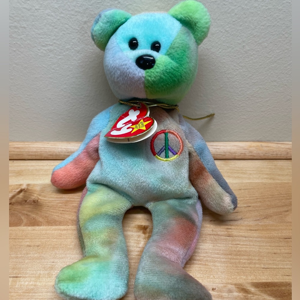 Peace bear beanie baby